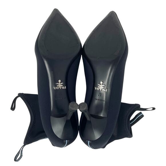 Prada Boots Triangle LOGO Shoes Nylon Pointed Toe 65mm Ankle Stiletto Heels EU37 - Picture 8 of 12
